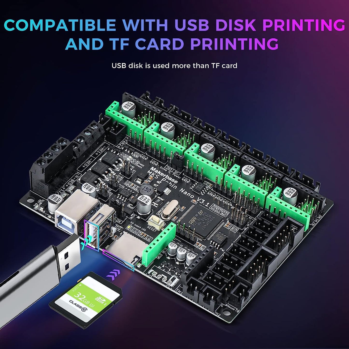 [MKS Robin Nano V3.1]Upgraded Motherboard For Creality Ender 3(Pro),Ender-3V2 3D Printer,Support Marlin 2.0.x, Klipper