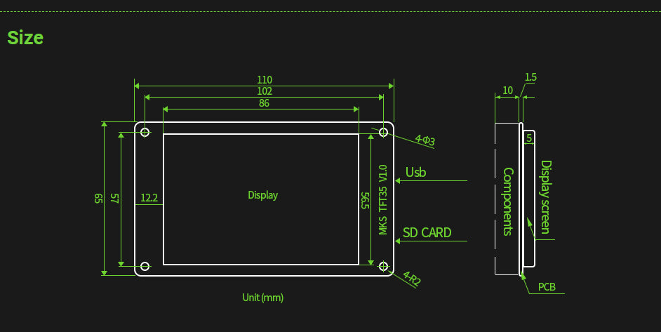 Makerbase MKS TFT35 Touch Screen Pinout